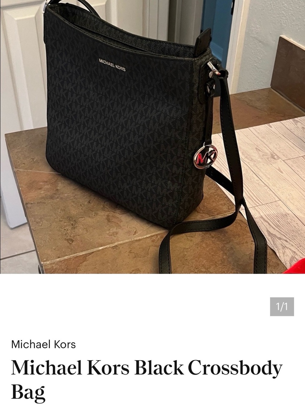 Michael Kors Black Logo-Print Messenger Crossbody